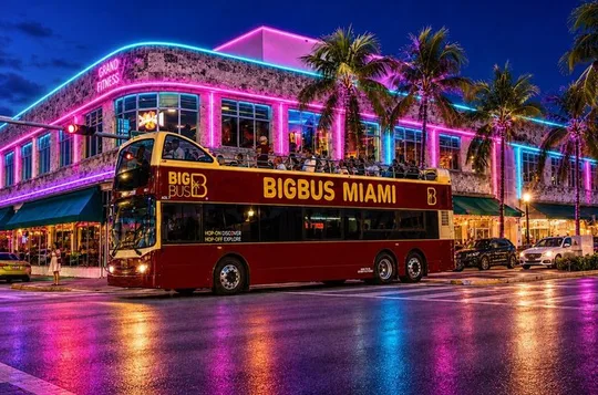 Miami: Open-top Bus Sightseeing Night Tour with Live Guide