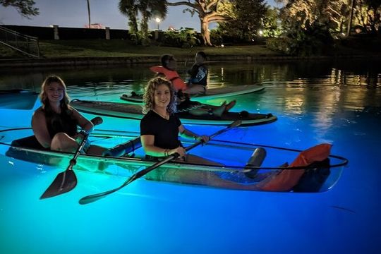 LED Glow in the Dark Clear Kayak or Paddleboard in Paradise