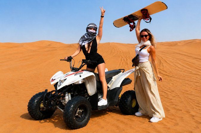 Dubai Evening Desert Safari, Quad Bike, Camel Ride & BBQ Dinner
