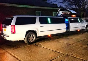 Woodbury Commons Shopping in Escalade White Limousine
