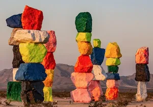 California Desert, Seven Magic Mountains and Las Vegas Sign