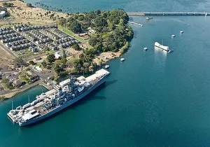Battleships of WWII at Pearl Harbor from Maui