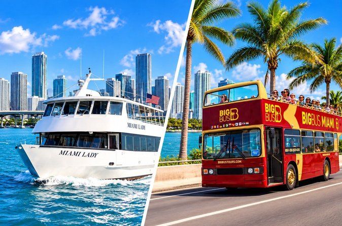 Sightseeing Cruise of Biscayne Bay & Open-top Bus Tour of Miami