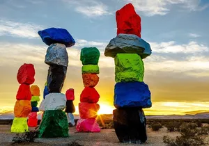 California Desert, Seven Magic Mountains and Las Vegas Sign