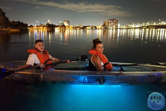 Date Night LED Glow Clear Kayak or Paddleboard & Champagne