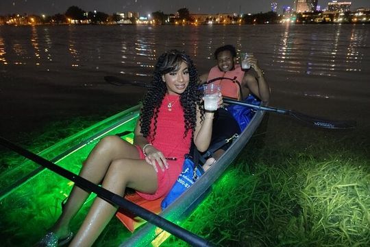 Date Night LED Glow Clear Kayak or Paddleboard & Champagne
