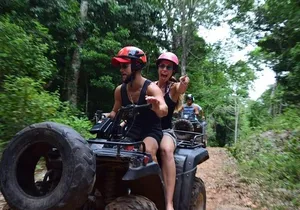 Wild Jungle Adventure! Cenote, ATV (Shared) & Zip Line from Cancun