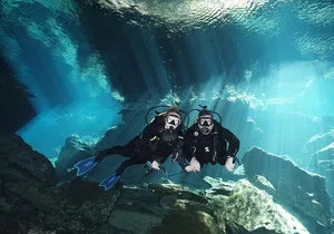 Scuba Diving in Cenote Kukulkan from Playa del Carmen