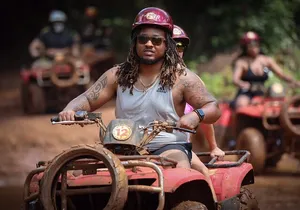 ATV adventure with cenote, ziplines, snack and transport from Cancun or Riviera