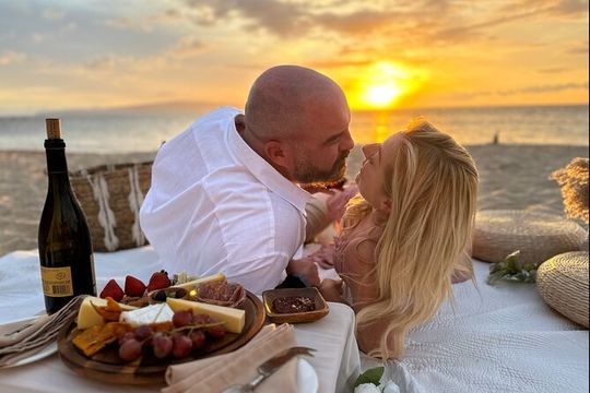Romantic Sunset Picnic at Pristine Beach with Photo & Video