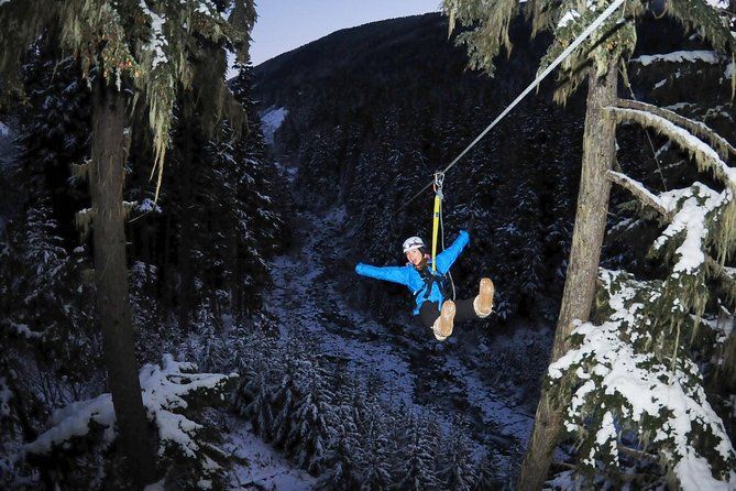 Aventura de tirolesa de inverno de 2 horas no final da tarde
