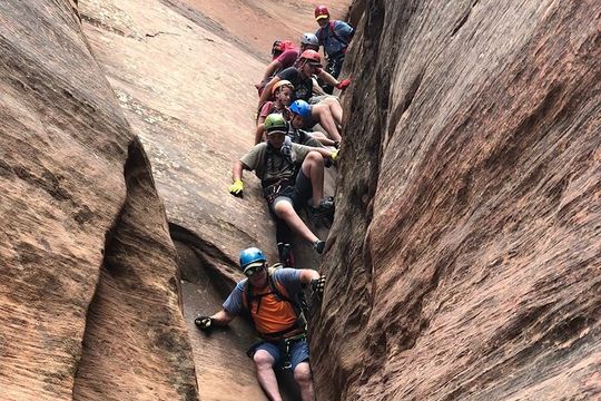 Rappelling through Rock Canyon Near Zion National Park