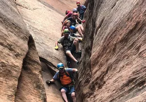 Rappelling through Rock Canyon Near Zion National Park