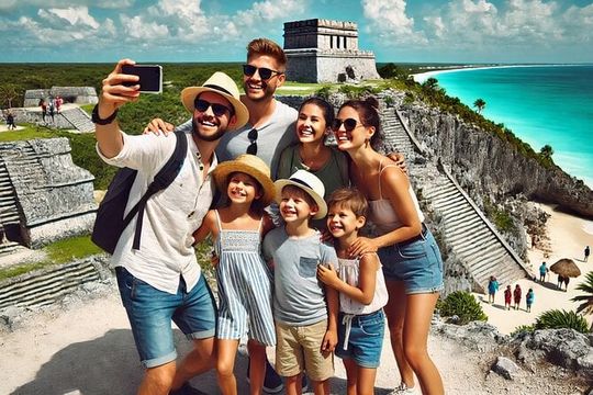 4x1 Full Day Tour: Tulum, Coba, Cenote and PDC, from Cancun