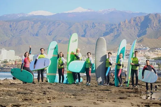 Group Surfing Lesson at Playa de las Américas, Tenerife