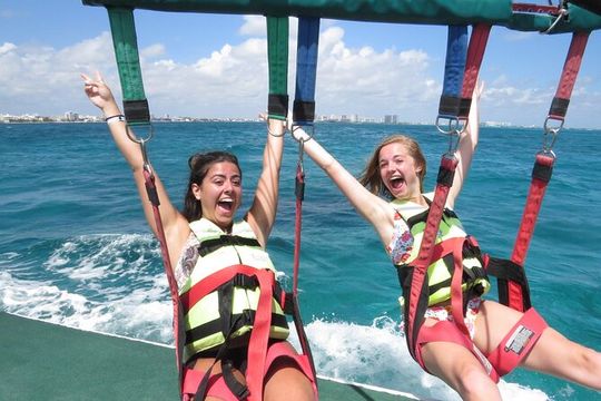 Cancun Combo Adventure: 4-Reef Stop Snorkeling and Parasail Ride