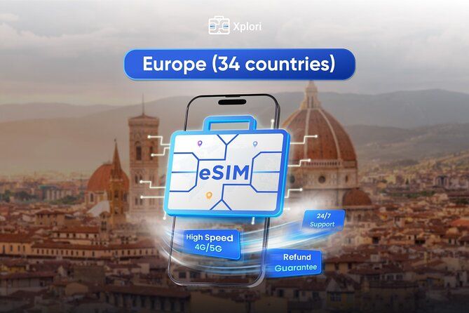 eSIM for UK (34 EU countries) | 3 to 30 days. Up to 40GB of data