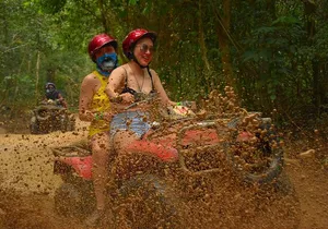 Live this extreme adventure tour. Jungle zip line with ATV and cenote swim.