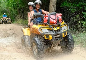 ATV Adventure through the Mayan Jungle. A Cenote, Zip lines