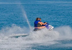 Parasailing in the Caribbean Sea in Cancún