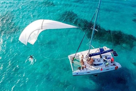 Catamaran Party on the Caribbean Sea to Isla Mujeres