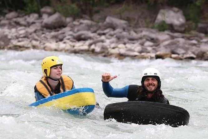 Whitewater swimming (Hydrospeed) on the Durance