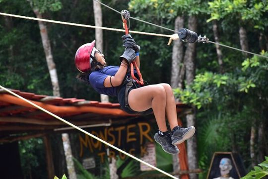Adrenaline Combo 3 in 1 - ATV'S, (Shared), Ziplines & Cenote from Cancún