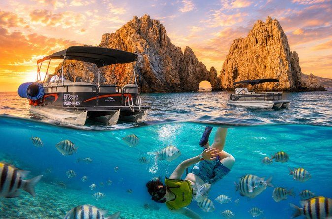 Private Customized Tritoon Boat rental, Snorkeling, Sunset.