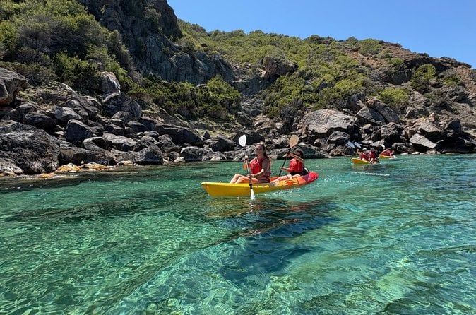 Kayak & Snorkeling in crystal waters, sea caves, Ibiza, Spain