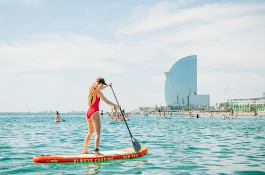 Paddle Surfing in Barcelona