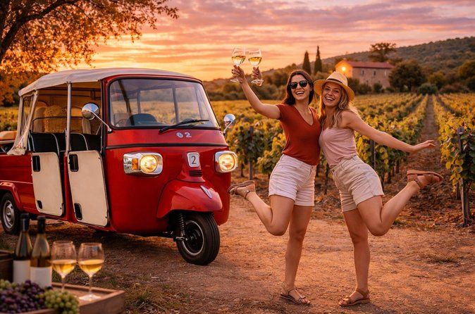 Olbia: Private Tuk-Tuk Tour + Winery Tasting + Pickup
