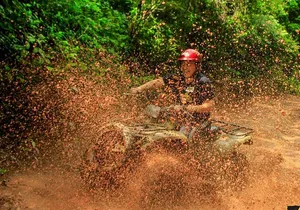 Half-Day ATV Zipline and Swimming Adventure in Riviera Maya
