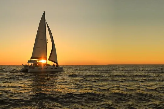 Sailboat on the Mayan Riviera at sunset