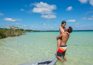 Amazing Full day tour at Bacalar lagoon and pontoon ride. Transport included