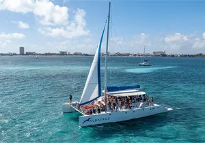 Cancun to Isla Mujeres Catamaran with Snorkel and Beach Club