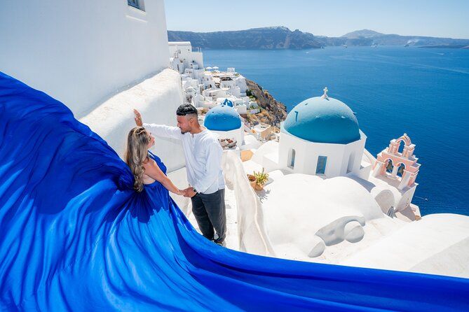 Blue Dome entry - Oia Flying Dress Photoshoot Santorini
