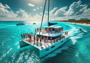 Deluxe Catamaran Tour to Isla Mujeres, Drinks, Snorkeling, Buffet