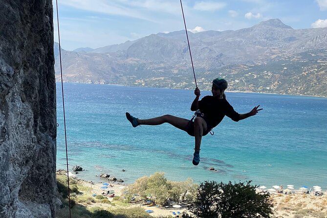 Rock Climbing on Crete with a Guide at Rethymnon, Plakias beach