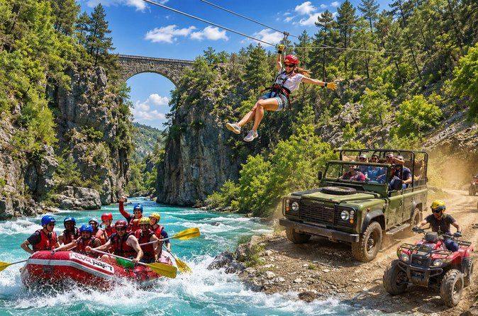 Rafting, Zipline & Canyoning with Lunch & Transfer from Alanya