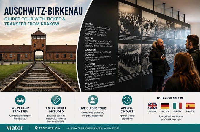 Auschwitz-Birkenau Guided Tour with Ticket & Transfer from Krakow