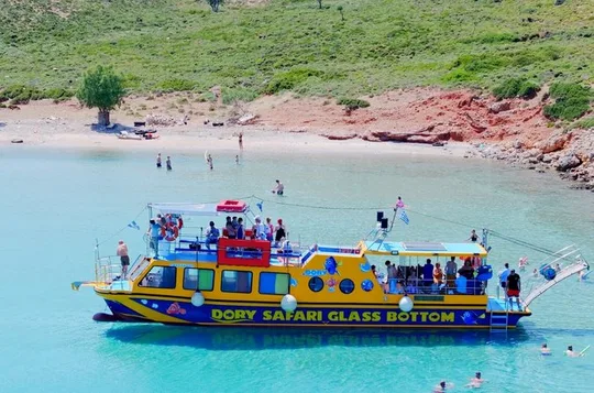 Dory's Glass Bottom Boat Adventure in Pserimos and Pserimos Beach