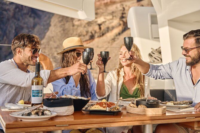 Santorini: Private Catamaran Cruise with Fresh Fish BBQ & Drinks