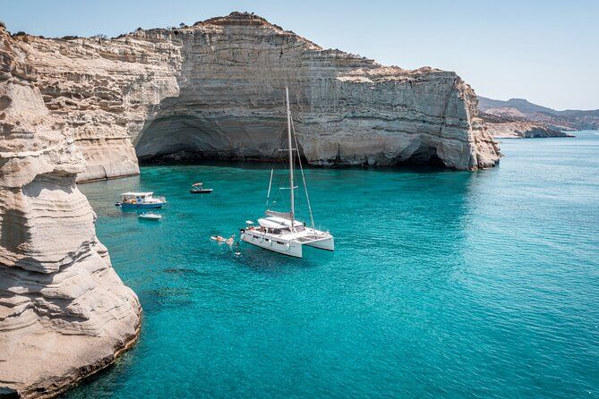 Milos Full-Day Premium Catamaran Cruise Kleftiko and Polyegos
