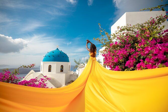 Flying Dress Photoshooting Santorini