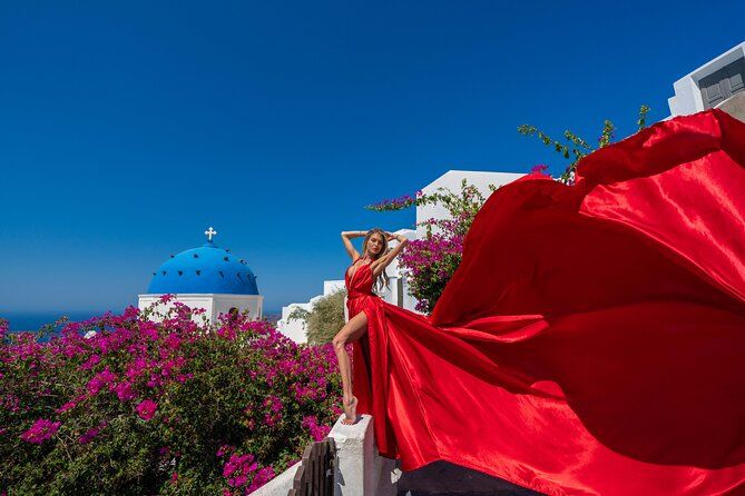 Embark on a Flying Dress Photoshoot in Santorini