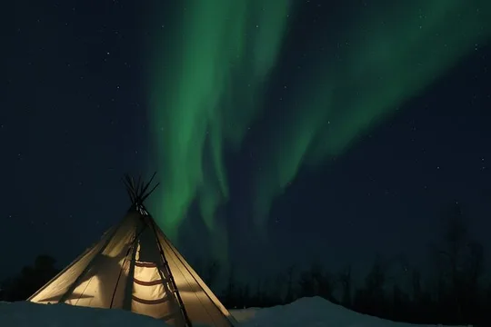 Enjoy the Aurora show on top of the mountain inc tipi dinner