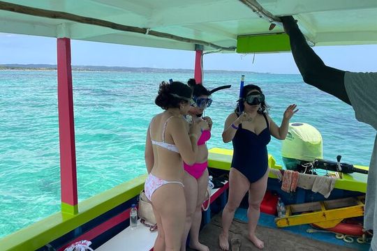 Negril Glass Bottom Boat Tour+Snorkeling visit Booby cay island