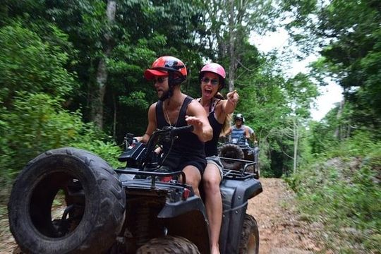 Amazing Experience ATV (shared), Zipline and Cenote + Round Transportation