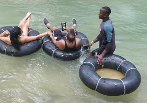 Private Blue Hole Secret Falls & River Tubing with Transportation