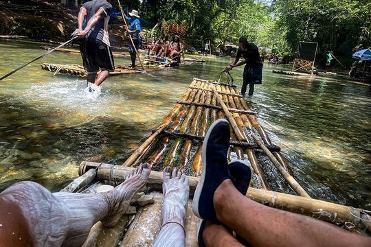 Bamboo Rafting with {Massage} & Blue Hole Falls from Montego Bay